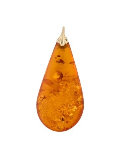 Pre-owned Pendant 14k Amber , 1.5" In Orange