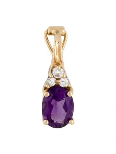 Pre-owned Pendant 14k Amethyst & Diamond , 0.75" In Multi