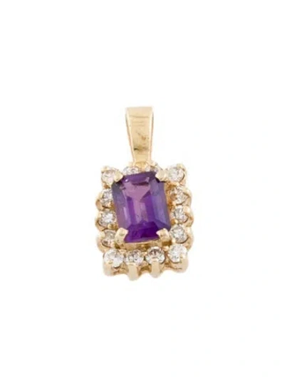 Pre-owned Pendant 14k Amethyst & Diamond , 0.75" In Multi