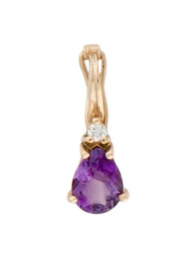 Pre-owned Pendant 14k Amethyst & Diamond , 0.75" In Multi
