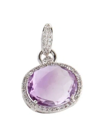 Pre-owned Pendant 14k Amethyst & Diamond , 1" In Multi