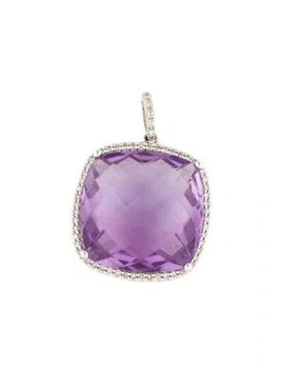 Pre-owned Pendant 14k Amethyst & Diamond , 1" In Multi
