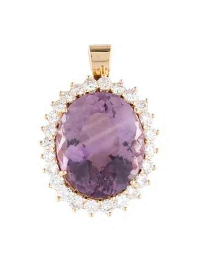 Pre-owned Pendant 14k Amethyst & Diamond , 1.5" In Multi