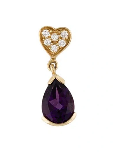 Pre-owned Pendant 14k Amethyst & Diamond , 17" In Multi
