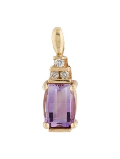 Pre-owned Pendant 14k Amethyst & Diamond  In Multi