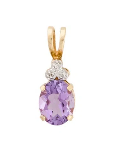 Pre-owned Pendant 14k Amethyst & Diamond  In Multi
