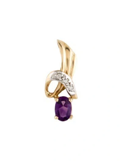 Pre-owned Pendant 14k Amethyst & Diamond  In Multi