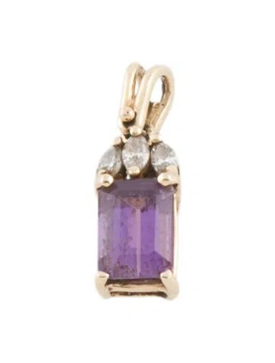 Pre-owned Pendant 14k Amethyst & Diamond  In Multi