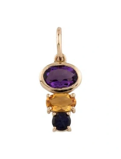 Pre-owned Pendant 14k Amethyst, Citrine & Iolite  In Multi