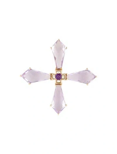 Pre-owned Pendant 14k Amethyst Cross , 1.75" In Multi