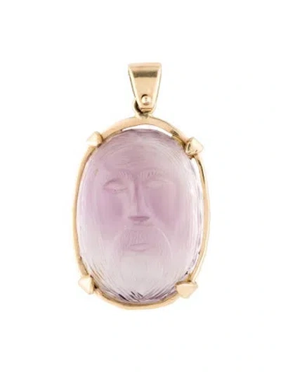 Pre-owned Pendant 14k Amethyst Face , 1.75" In Multi