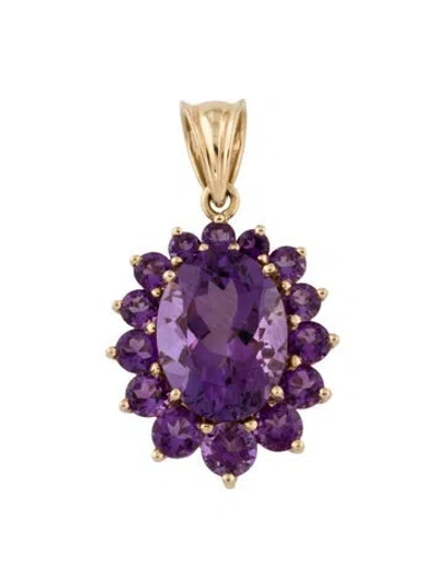 Pre-owned Pendant 14k Amethyst Flower  In Multi