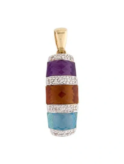 Pre-owned Pendant 14k Amethyst, Topaz, Citrine & Diamond  In Multi