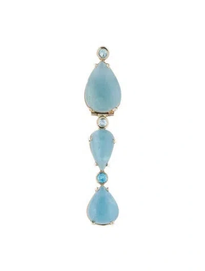 Pre-owned Pendant 14k Aquamarine & Topaz , 2.5" In Blue