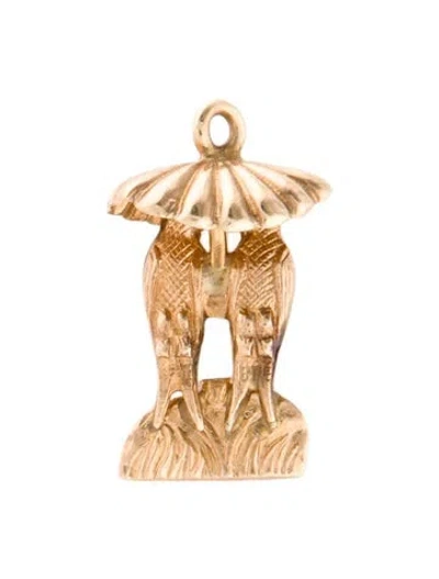 Pre-owned Pendant 14k Birds Charm , 0.75" In Multi