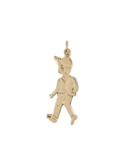 Pre-owned Pendant 14k Boy  Charm, 1.25" In Multi