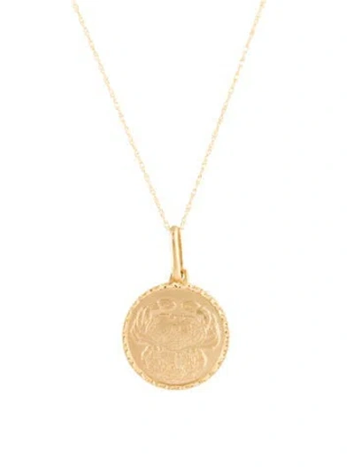 Pre-owned Pendant 14k Cancer Zodiac  Necklace, 18" In Multi