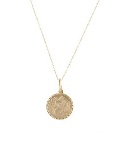 Pre-owned Pendant 14k Capricorn Disc  Necklace, 18" In Multi