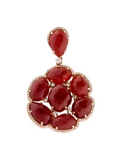 Pre-owned Pendant 14k Carnelian & Diamond  In Multi