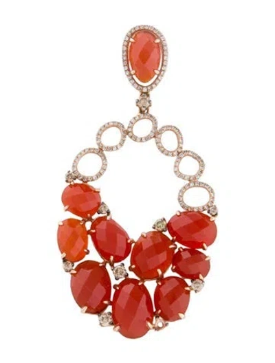 Pre-owned Pendant 14k Carnelian And Diamond  In Multi