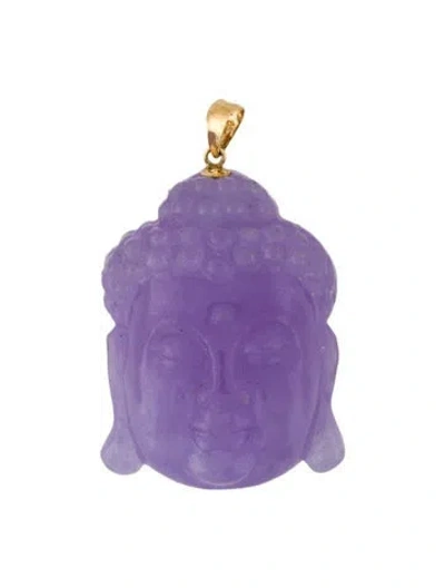 Pre-owned Pendant 14k Carved Dyed Jadeite , 1.5" In Purple