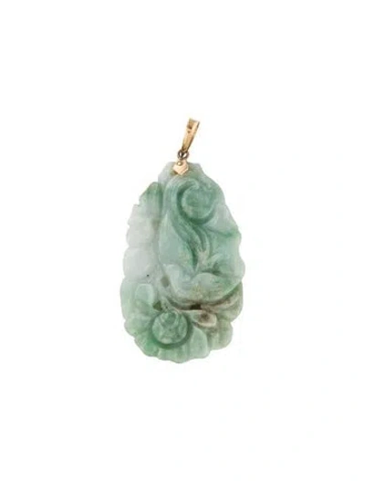 Pre-owned Pendant 14k Carved Jade  In Multi