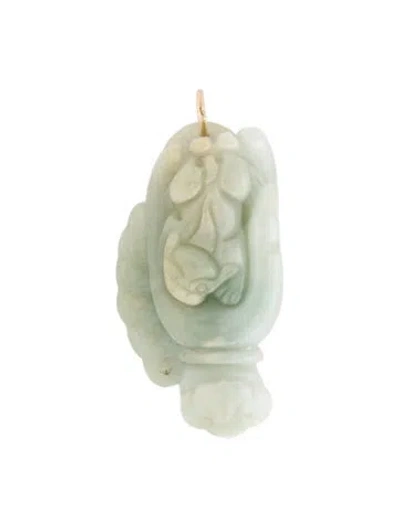 Pre-owned Pendant 14k Carved Jadeite , 2" In Multi