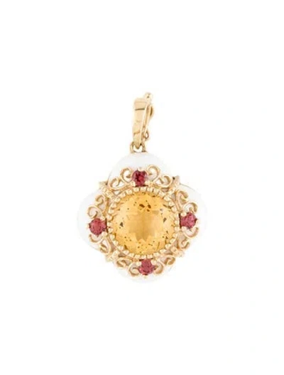 Pre-owned Pendant 14k Chalcedony, Citrine & Garnet  In Multi
