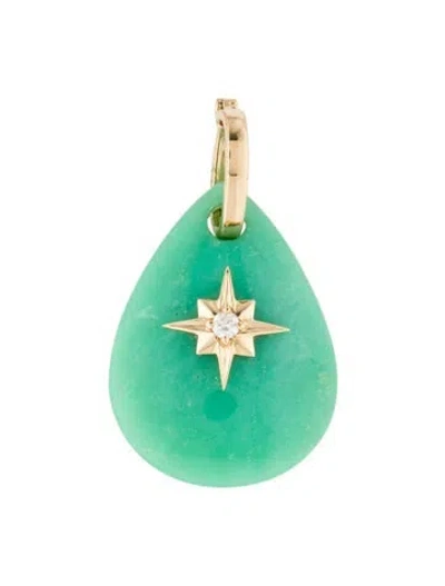 Pre-owned Pendant 14k Chrysoprase & Diamond , 1.5" In Multi