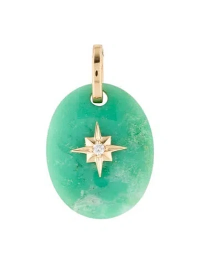 Pre-owned Pendant 14k Chrysoprase & Diamond , 1.5" In Multi