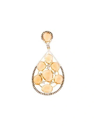 Pre-owned Pendant 14k Citrine & Diamond Cluster , 2.5" In Multi