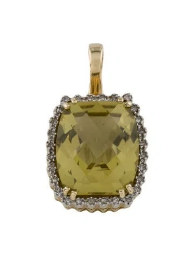 Pre-owned Pendant 14k Citrine & Diamond Enhancer , 1.25" In Multi
