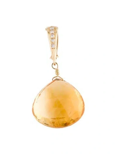 Pre-owned Pendant 14k Citrine & Diamond , 1.5" In Multi