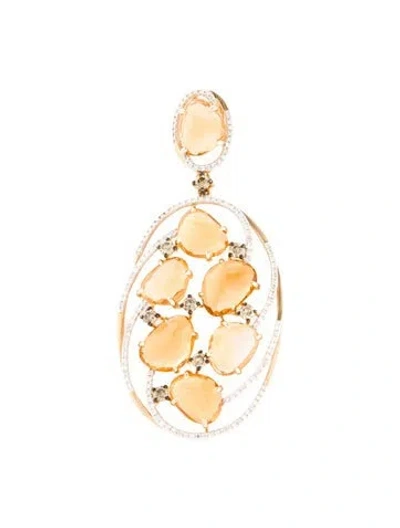 Pre-owned Pendant 14k Citrine & Diamond , 2.25" In Multi