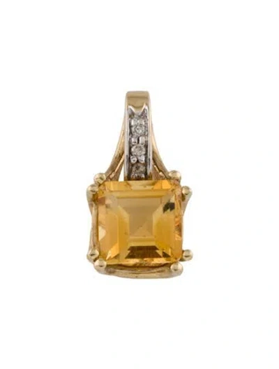 Pre-owned Pendant 14k Citrine & Diamond  In Multi