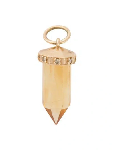 Pre-owned Pendant 14k Citrine & Diamond Point  In Multi