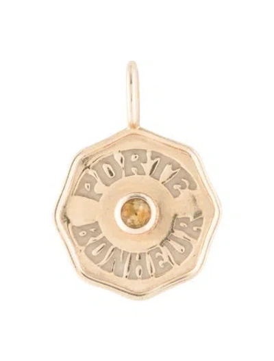 Pre-owned Pendant 14k Citrine & Enamel  In White