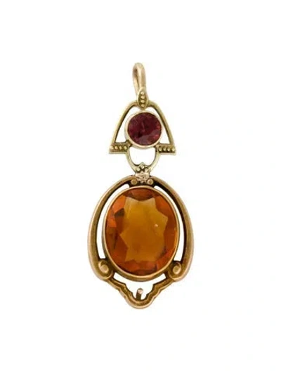 Pre-owned Pendant 14k Citrine & Garnet  In Multi