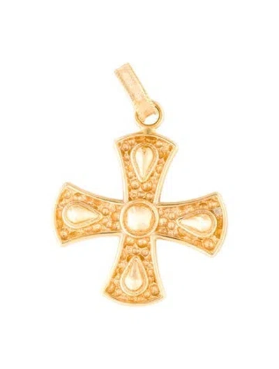 Pre-owned Pendant 14k Cross Charm , 0.75" In Multi