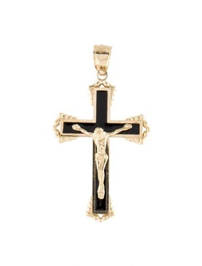 Pre-owned Pendant 14k Crucifix  In Black