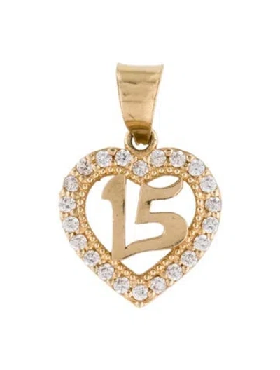 Pre-owned Pendant 14k Cubic Zirconia "15"  In Multi