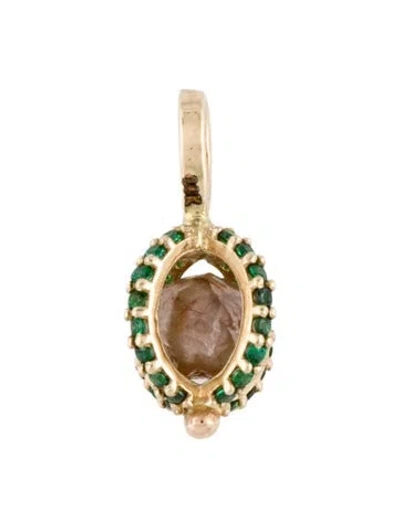 Pre-owned Pendant 14k Cubic Zirconia & Diamond  In Multi