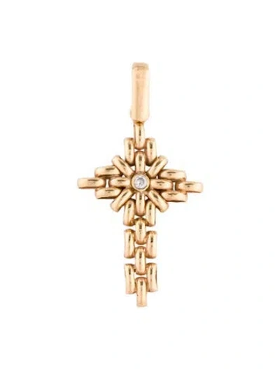Pre-owned Pendant 14k Cubic Zirconia Cross , 1.75" In Multi