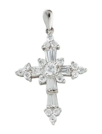 Pre-owned Pendant 14k Cubic Zirconia Cross  In Multi