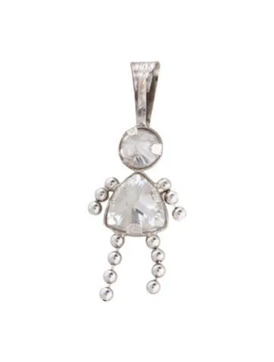 Pre-owned Pendant 14k Cubic Zirconia Figure Charm  In Multi