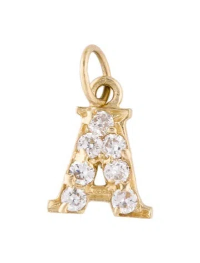 Pre-owned Pendant 14k Cubic Zirconia Letter 'a' Charm , 0.75" In Multi