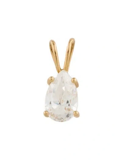 Pre-owned Pendant 14k Cubic Zirconia  Necklace, 0.5" In Multi