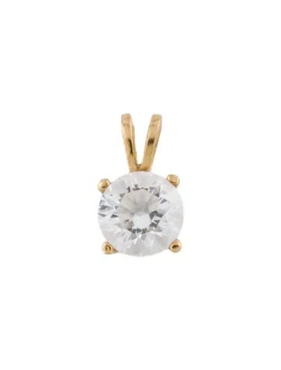 Pre-owned Pendant 14k Cubic Zirconia  Necklace, 0.5" In Multi