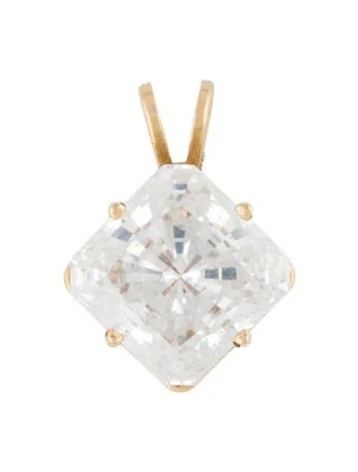 Pre-owned Pendant 14k Cubic Zirconia Solitaire , 0.75" In Multi