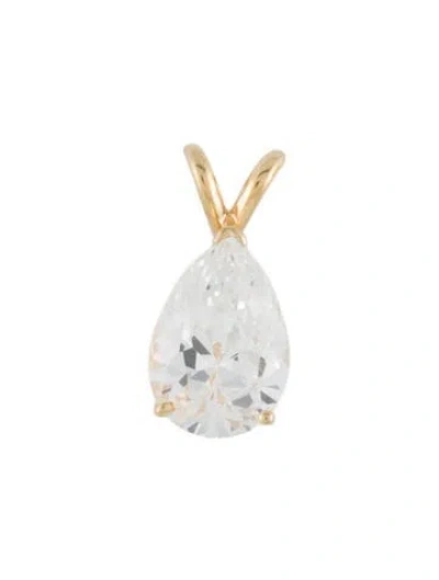 Pre-owned Pendant 14k Cubic Zirconia Solitaire , 0.75" In Multi